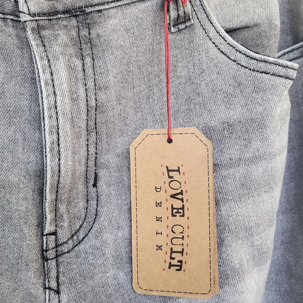NWT Love Cult Gray High Rise Wide Leg Jeans Sz 15 Juniors / 34" Waist - Picture 6 of 8